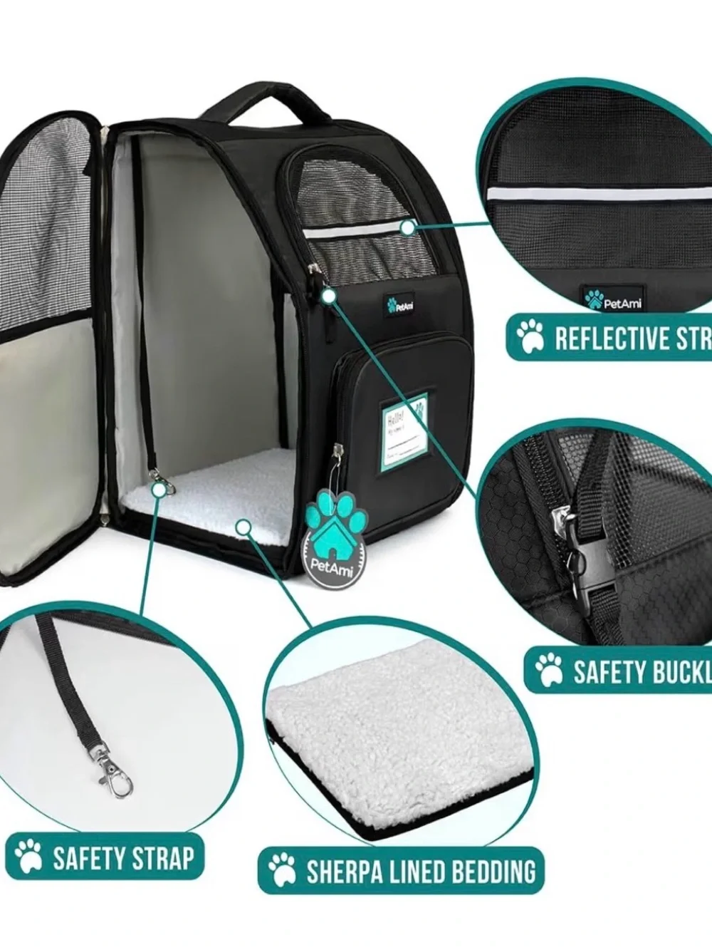 Black Pet Carrier Backpack - Comfortable Travel Backpack for Dogs & Cats